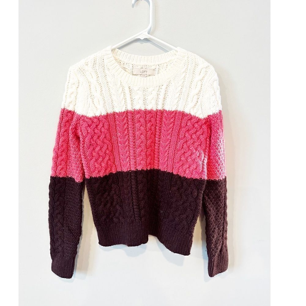 NEW loft color block wool blend knit sweater
